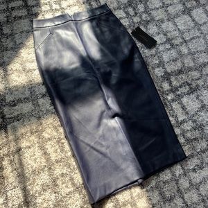 Navy Blue Leather Skirt